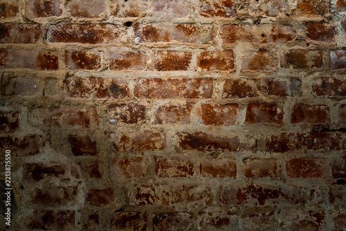 Old Weathered Red Brick Wall Texture with Rustic Masonry