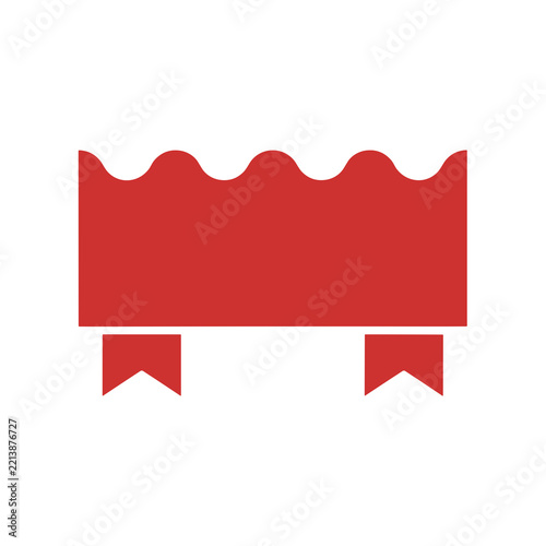 Red ribbon banner with wavy top