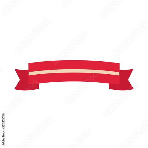 Red ribbon banner with yellow stripe