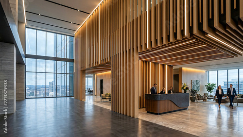 Modern Bank Headquarters Lobby for Corporate Website Banner