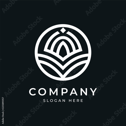 Abstract Circular Line Art Logo Design