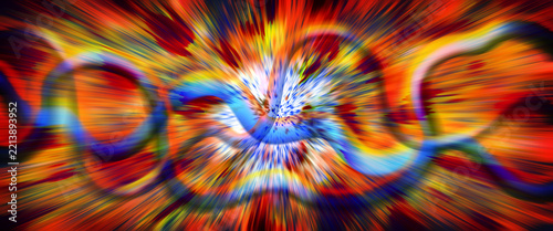 Vibrant energetic burst of light with swirling wave patterns and zoom effect. Illustration design for banner, poster, background and etc.