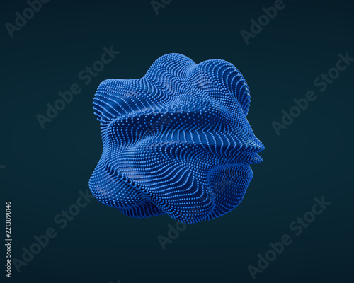 Blue beaded sphere abstract 3D render