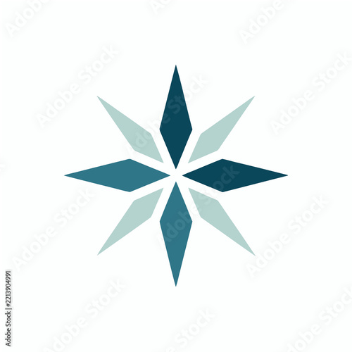 Geometric star shape with teal and light blue colors
