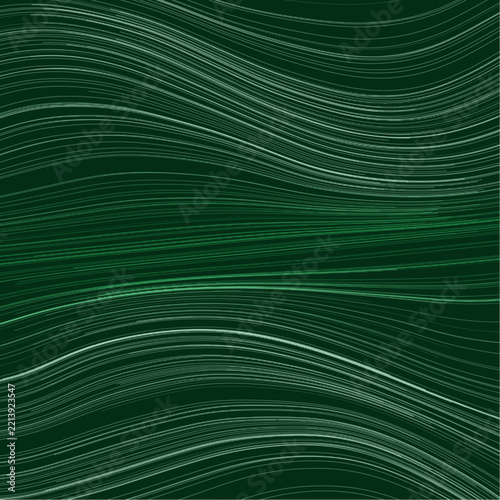 Dark Green fluid streamline line field, abstract diagonal flow background for digital design