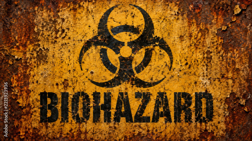 Biohazard warning sign rustic background