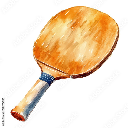 Table Tennis Paddle, watercolor illustration, vector artwork, isolated on a white background.