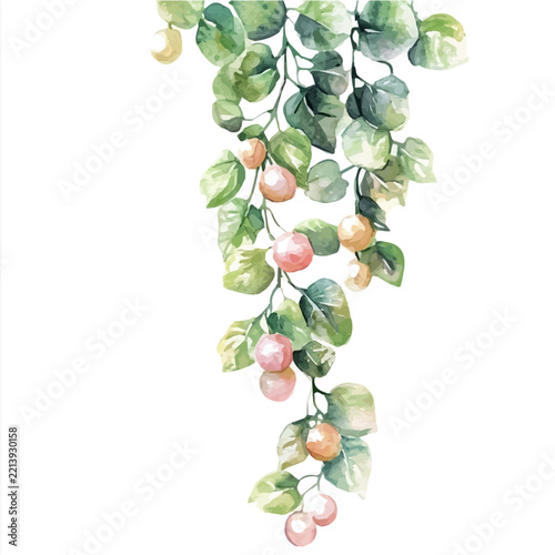 String Of Pearls, watercolor vector clipart, simple, isolated on a white background.