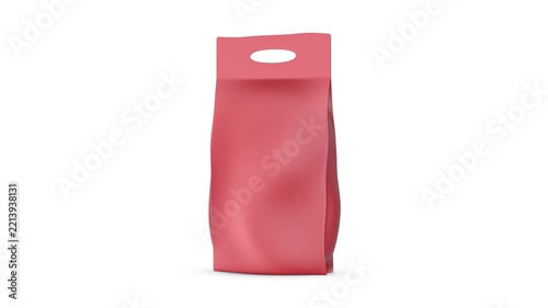 Blank red washing powder bag on white background