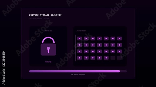 Cyber security interface animation with loading progress bar