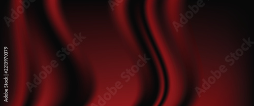Red velvet curtain background. Closed curtains wallpaper for theater stage or cinema, circus. Red fabric drapery backdrop for award, show, performance. Velvet textile room scene banner concept. Vector