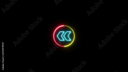 Glowing circle with blinking arrow animation.