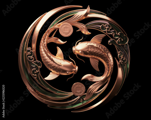 A magnificent and beautiful golden koi : a symbol of auspiciousness.