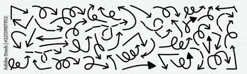 Hand drawn doodle arrows set