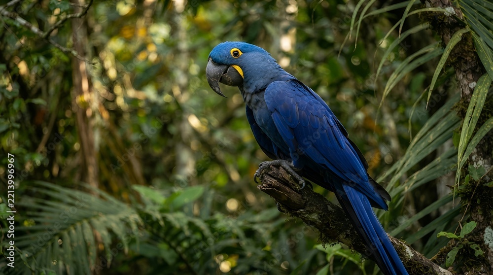 Fototapeta premium Hyacinth Macaw Perched on a Branch