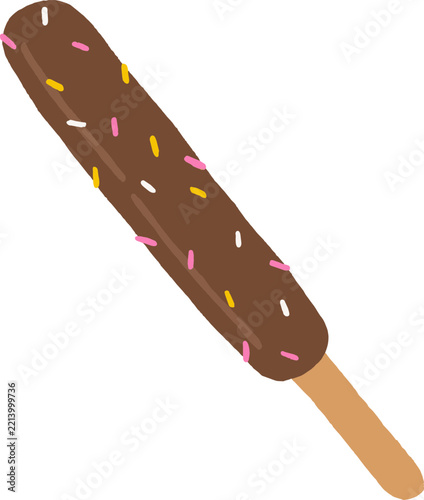 Chocolate Covered Biscuit Stick with Colorful Sprinkles Vector Illustration
