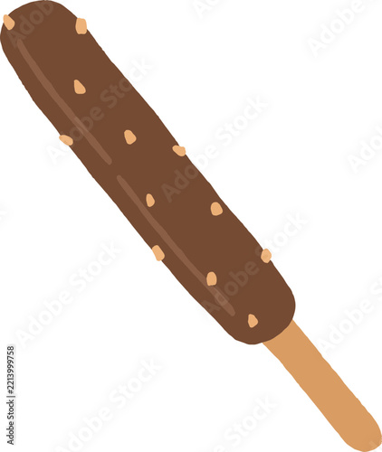 Almond Topped Chocolate Covered Biscuit Stick Vector Illustration