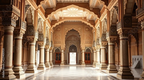 Ornate Historic Palace Interior with Mughal Architecture