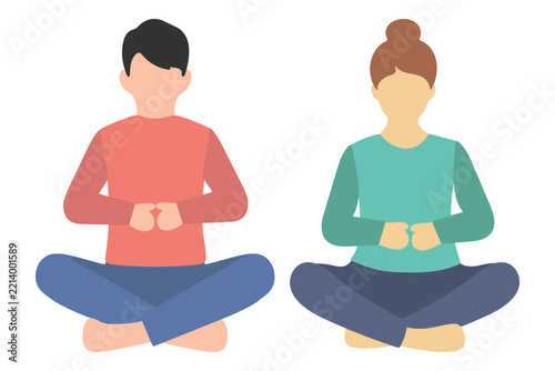 Couple Sitting Cross Legged Illustration