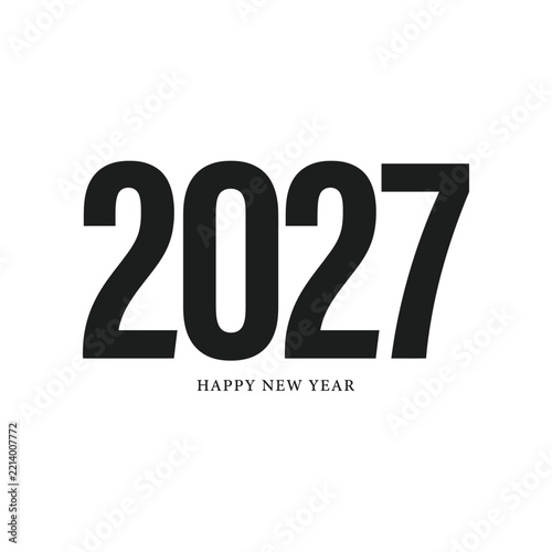Bold Modern Happy New Year 2027 Clean Typography Text Design