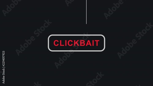 Social Media Clickbait Label on Fishing Hook Motion Graphic with Alpha Channel