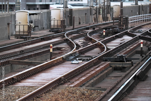 Obraz na plátně Railway tracks and switches for efficient transportation infrastructure