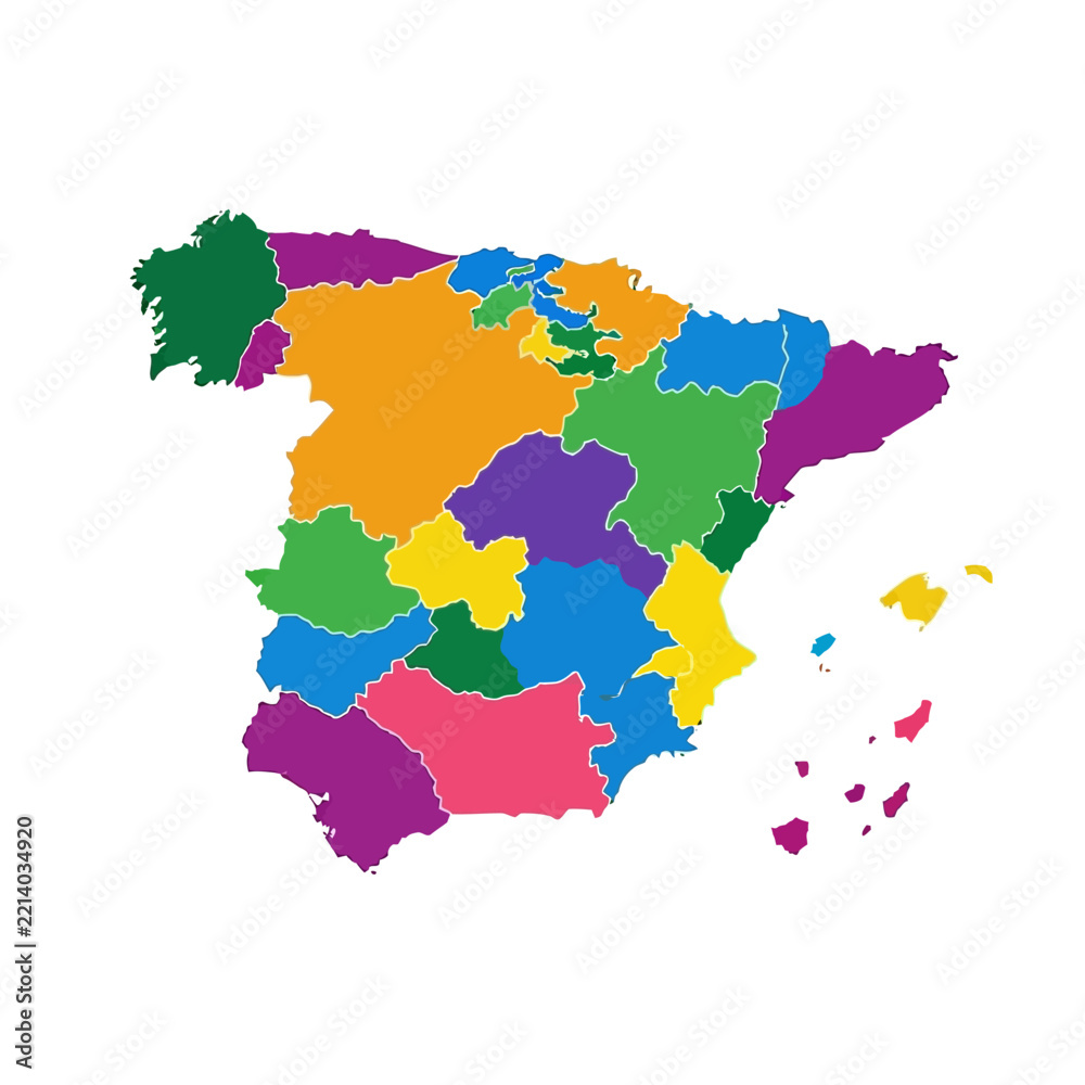 Fototapeta premium Colorful Spain Map Regions