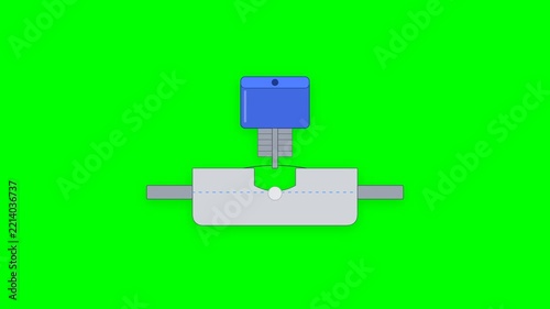 High-Purity Pneumatic Bellows Diaphragm Valve Mechanical Engineering Line Art Animation