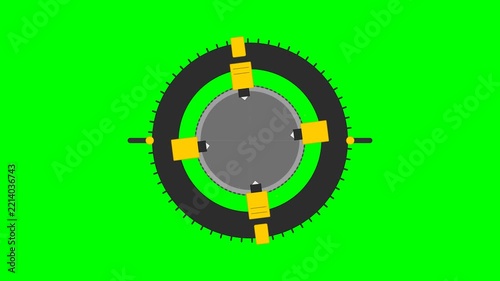 Automated Orbital Pipe Beveling Cold-Cutting Saw Ring Industrial Line Art Animation