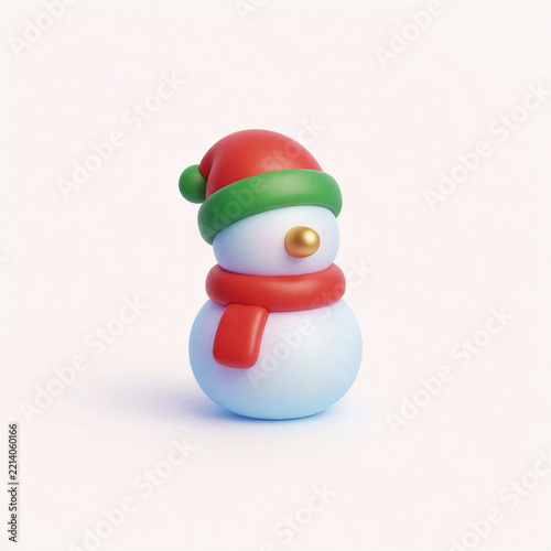 Minimalist 3D snowman icon for Christmas and winter holidays