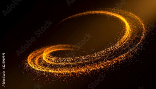 Cinematic Golden Dust Particles Swirling in Magic Spiral Motion over Dark Background for Luxury Abstract Visual Effects