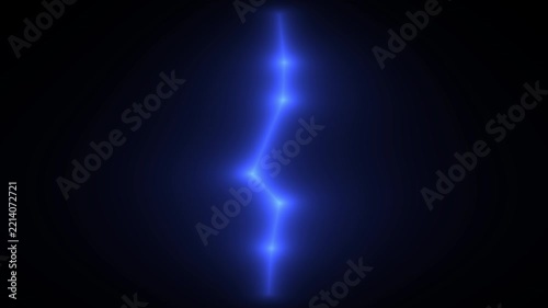 Electric Plasma Arc Discharge Flashing on Black Background, Blue Energy Beam Seamless Loop