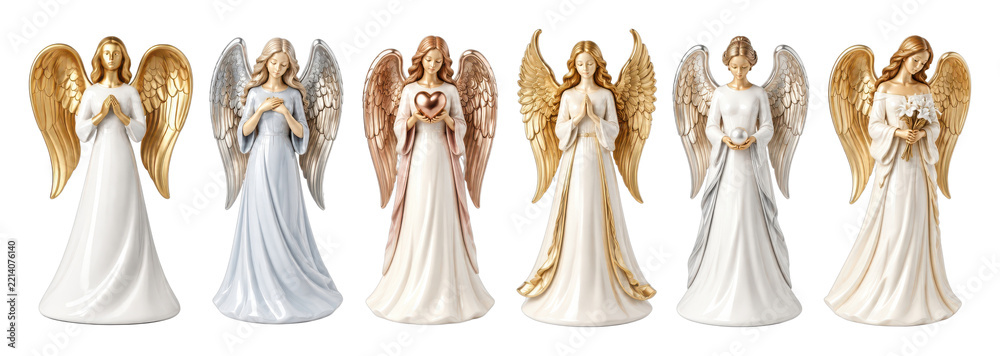 Fototapeta premium PNG Angelic figurines collection elegant heavenly guardians