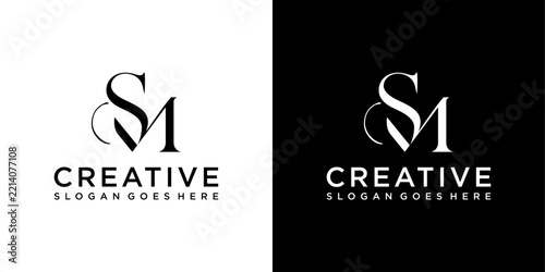 SM or MS initial letter logo design vector concept