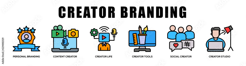 Fototapeta premium Creator Branding web banner icon illustration concept