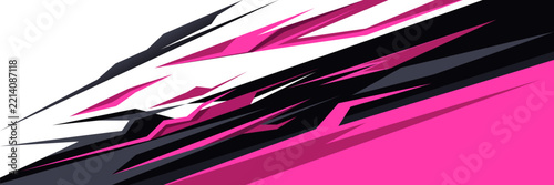 Abstract racing stripe vector background with dynamic black pink aggressive graphic shape. Ideal for car livery, vehicle wrap design, sports vinyl decals, speed stickers, and esports banners.