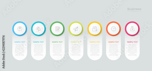 Infographic 7 options design elements for your business data. Vector Illustration.