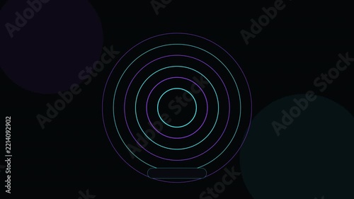 Neon Circular Audio Waveform Pulsing On Dark Minimalist Background