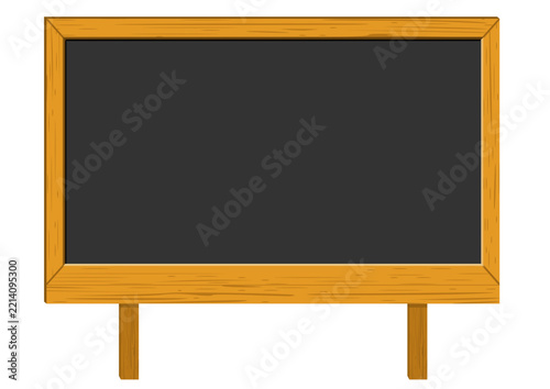 Blank Black Chalkboard Stand with Wooden Frame and Stand Vector Illustration
