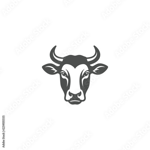 Minimalist Cow Head Vector Logo Illustration