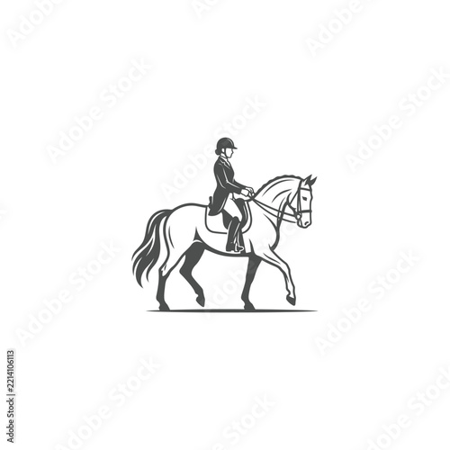Dressage Rider and Horse Equestrian Sports Vector Illustration