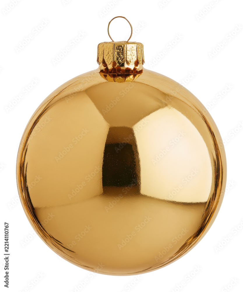 Fototapeta premium PNG Golden Christmas bauble ornament isolated on white background