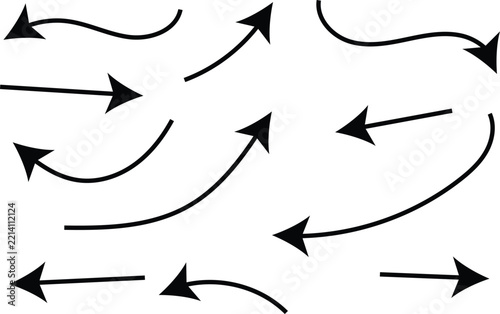 Curvy Arrow Vector Clipart - Black Line Art