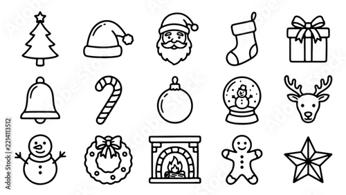 Christmas Holiday Celebration Design with Santa Claus, Gift Box and Festive Elements