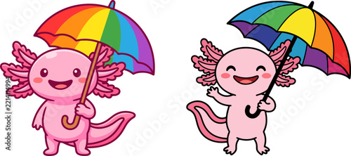 Cute Cartoon Axolotls Vectors