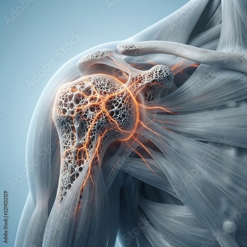Detailed 3D Illustration of the Human Shoulder Joint Anatomy.