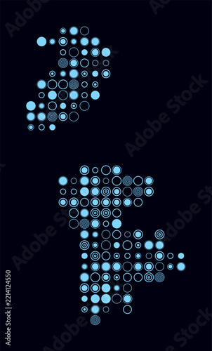 Macao, shape of the country build of colored cells. Digital style map of the Macao on dark background. Large size circle blocks. Creative vector illustration.