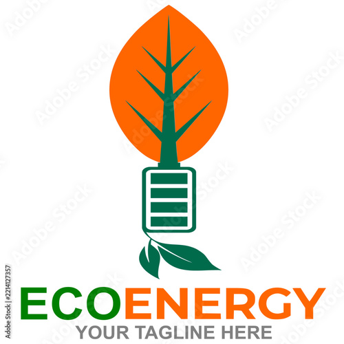 Eco Energy Vector Logo with leaf symbol