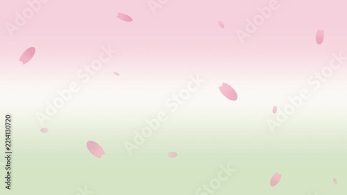 菱餅の三色の背景に桃の花びらがひらひらと舞う