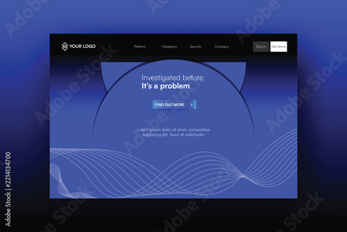 Modern blue website landing page template design